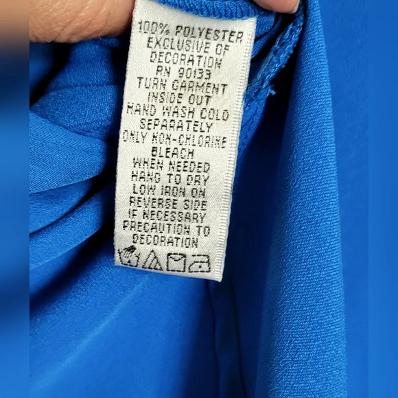 80's Vintage Bob Mackie Wearable‎ Art Blue Blouse with Black Sequins, Size S - Picture 5 of 5